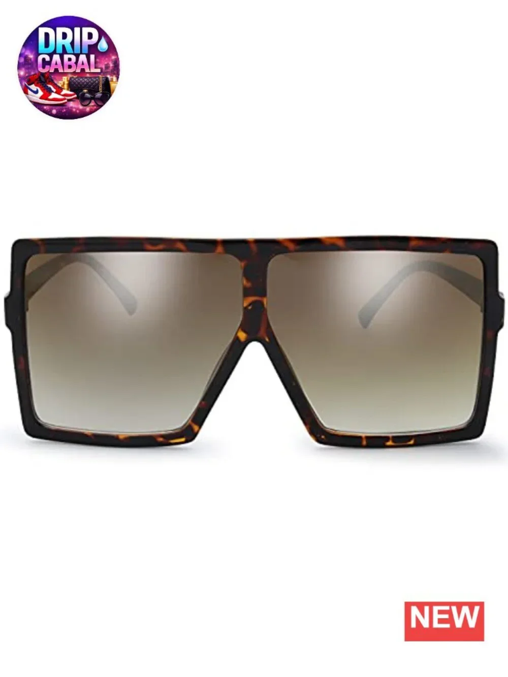 Oversized Square Flat Top Sunglasses UV400 Protection
